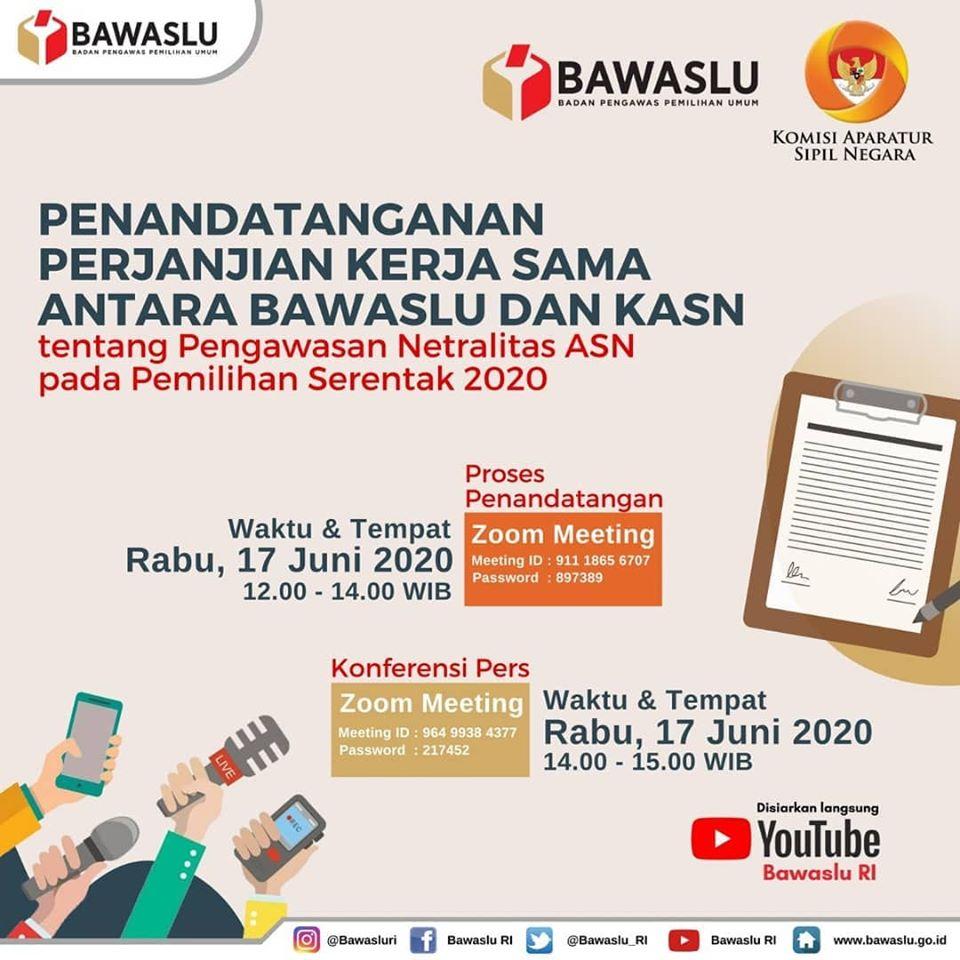 PENANDATANGANAN PERJANJIAN KERJASAMA ANTARA BAWASLU DAN KASN