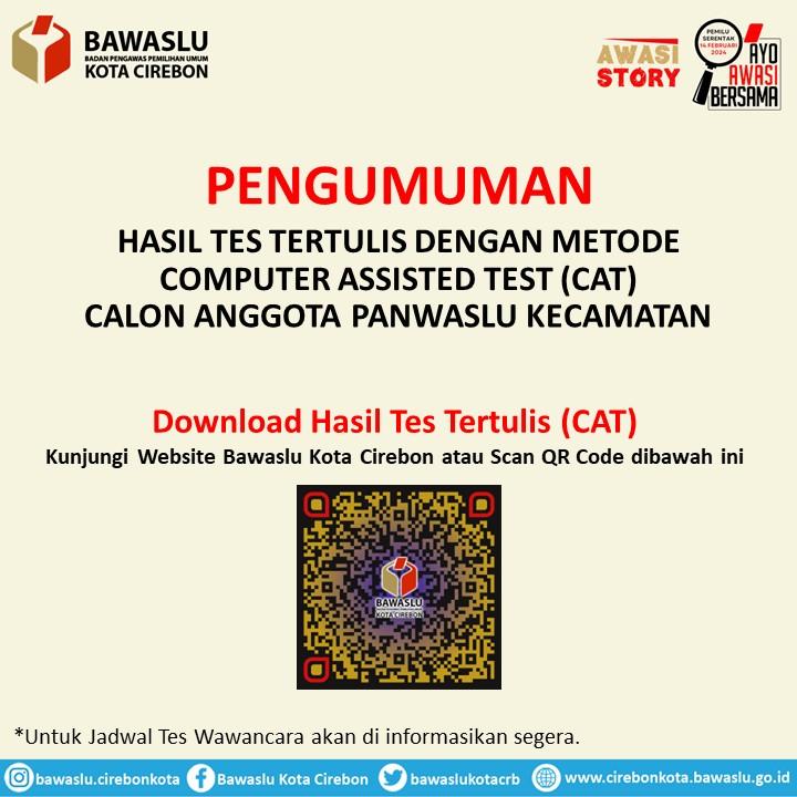 Pengumuman Hasil CAT Calon Anggota Panwaslu Kecamatan