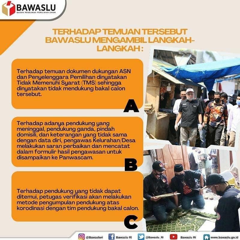 TERHADAP TEMUAN TERSEBUT BAWASLU MENGAMBIL LANGKAH-LANGKAH