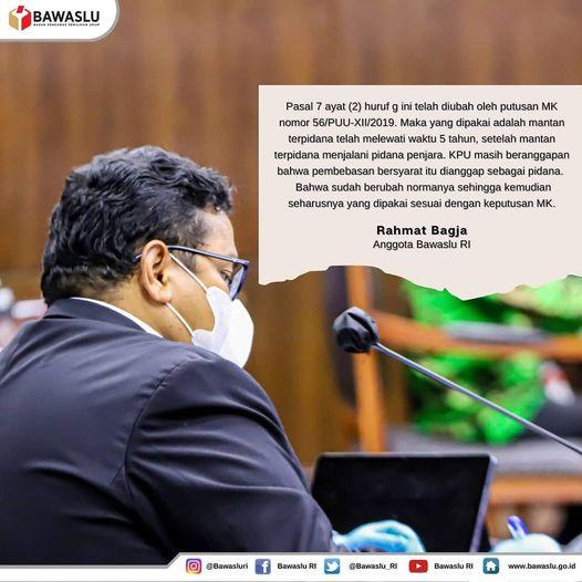 BAWASLU MEMBERIKAN KETERANGAN DALAM SIDANG PERKARA PERSELISIHAN HASIL PEMILIHAN (PHP) TAHUN 2020