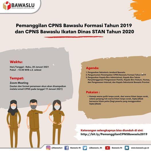ZOOM MEETING BAGI SAHABAT BAWASLU YANG LOLOS CPNS 2019 DAN CPNS BAWASLU IKATAN STAN TAHUN 2020