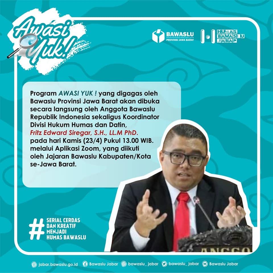 DISKUSI ONLINE PENGAWASAN PEMILU MELALUI PROGRAM AWASI YUK!