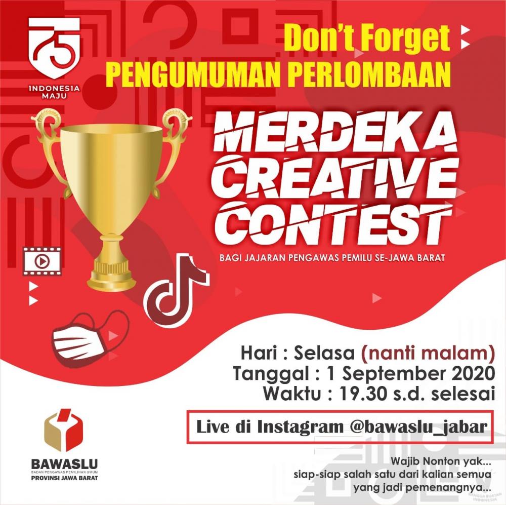 PENGUMUMAN PERLOMBAAN MERDEKA CREATIVE CONTEST LIVE DI INSTAGRAM