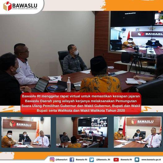 BAWASLU GELAR RAPAT SECARA VIRTUAL DENGAN SELURUH JAJARAN DI DAERAH YANG MELAKSANAKAN PSU