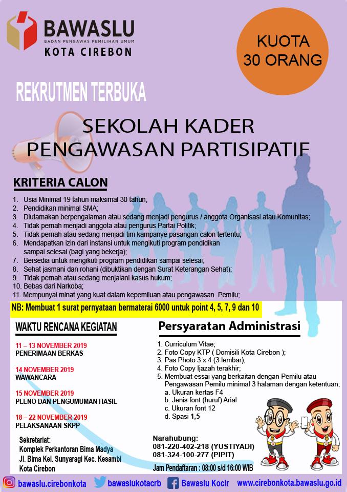 DIBUKA.....!!! PENDAFTARAN KADER PENGAWASAN PARTISIPATIF