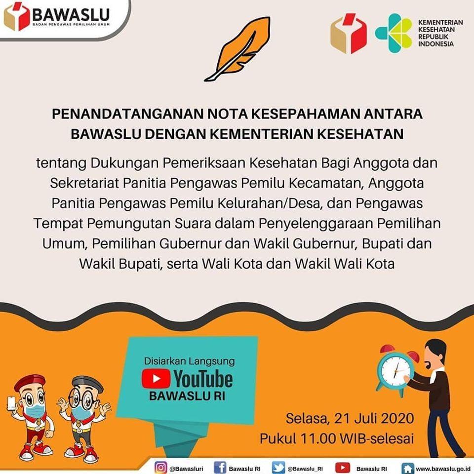 PENANDATANGANAN NOTA KESEPAHAMAN BAWASLU DENGAN KEMENTERIAN KESEHATAN