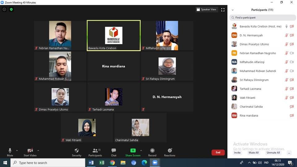 WORK FROM HOME BAWASLU KOTA CIREBON, 14 DESEMBER 2020