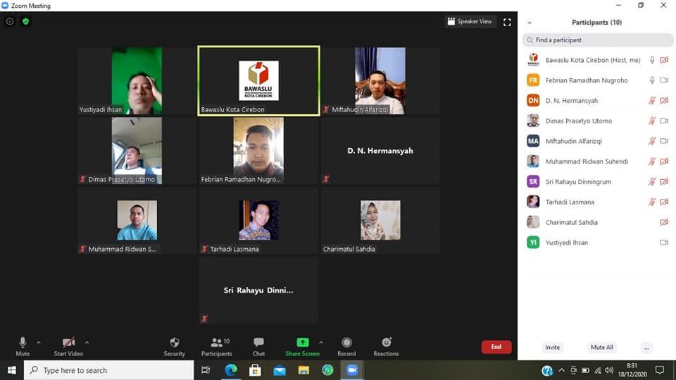 WORK FROM HOME BAWASLU KOTA CIREBON, 18 DESEMBER 2020