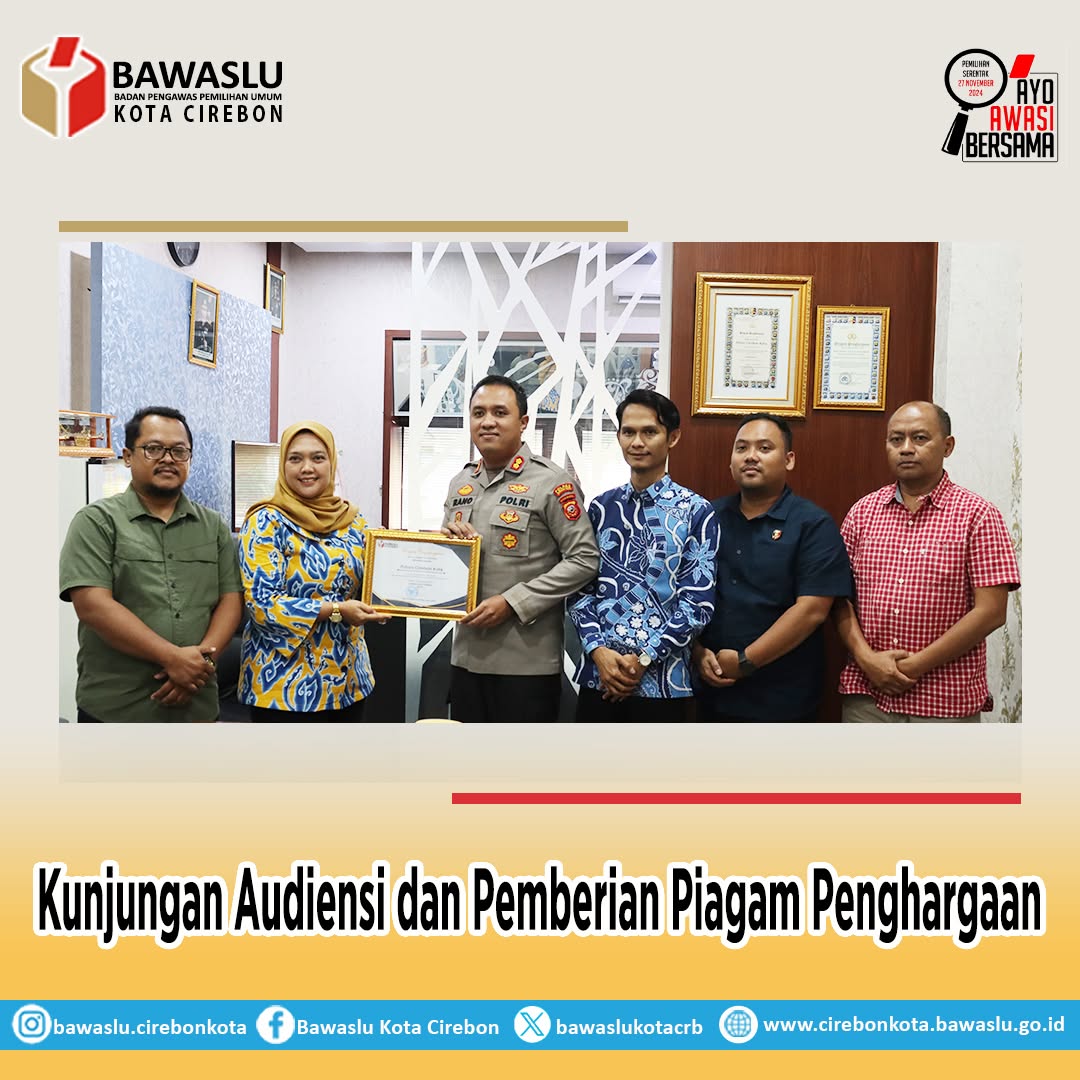 Bawaslu Kota Cirebon Apresiasi Polres: Piagam Penghargaan atas Suksesnya Pemilu 2024