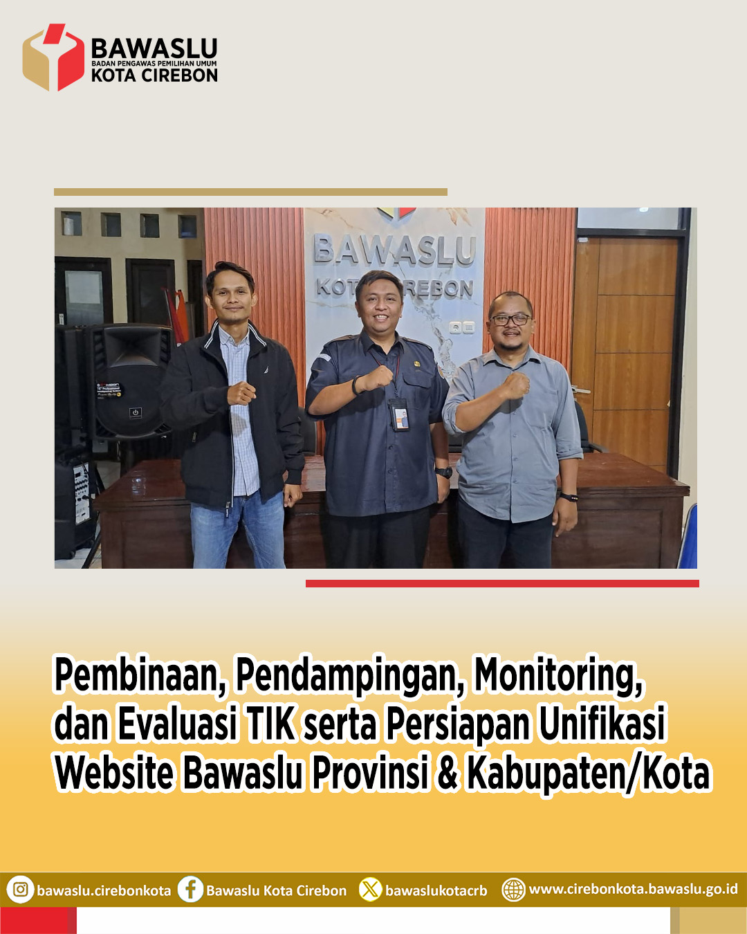 Bawaslu RI Lakukan Supervisi ke Bawaslu Kota Cirebon Terkait Evaluasi dan Unifikasi Website