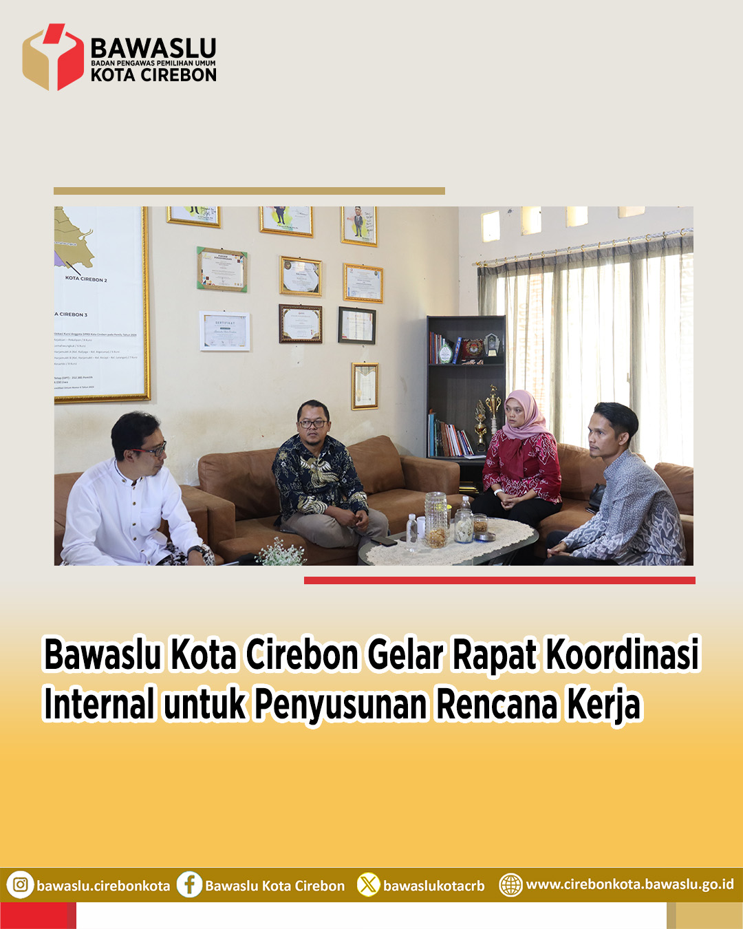 Bawaslu Kota Cirebon Gelar Rapat Koordinasi Internal Bahas Penyusunan Rencana Kerja