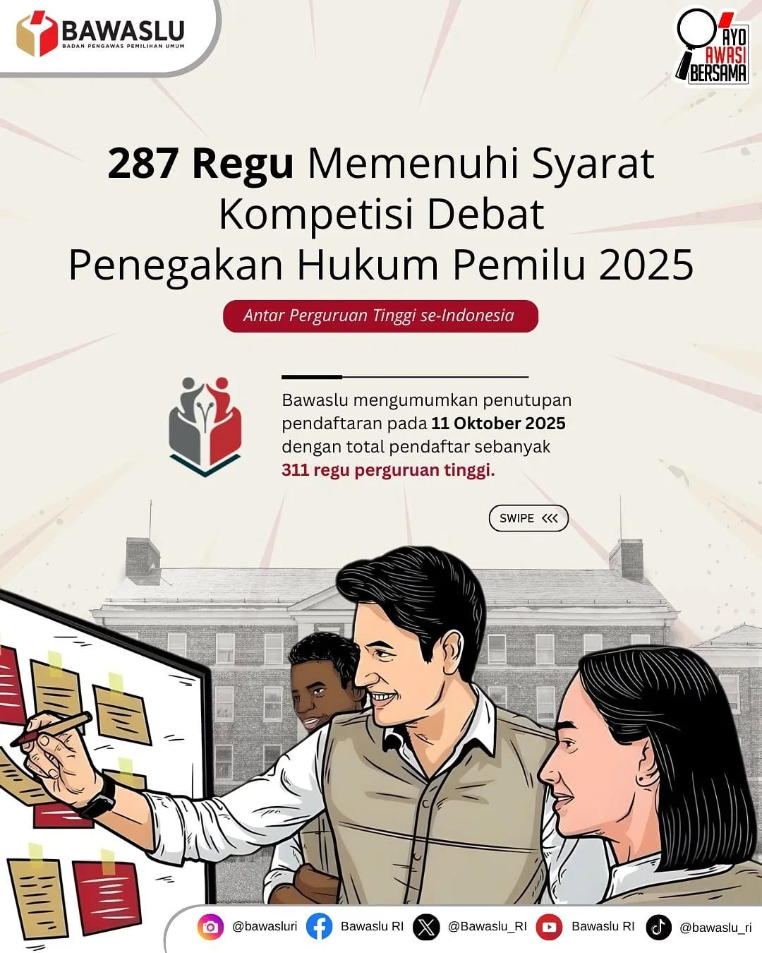 311 Kampus Daftar Debat PHP V Bawaslu, Tertinggi Sejak 2019
