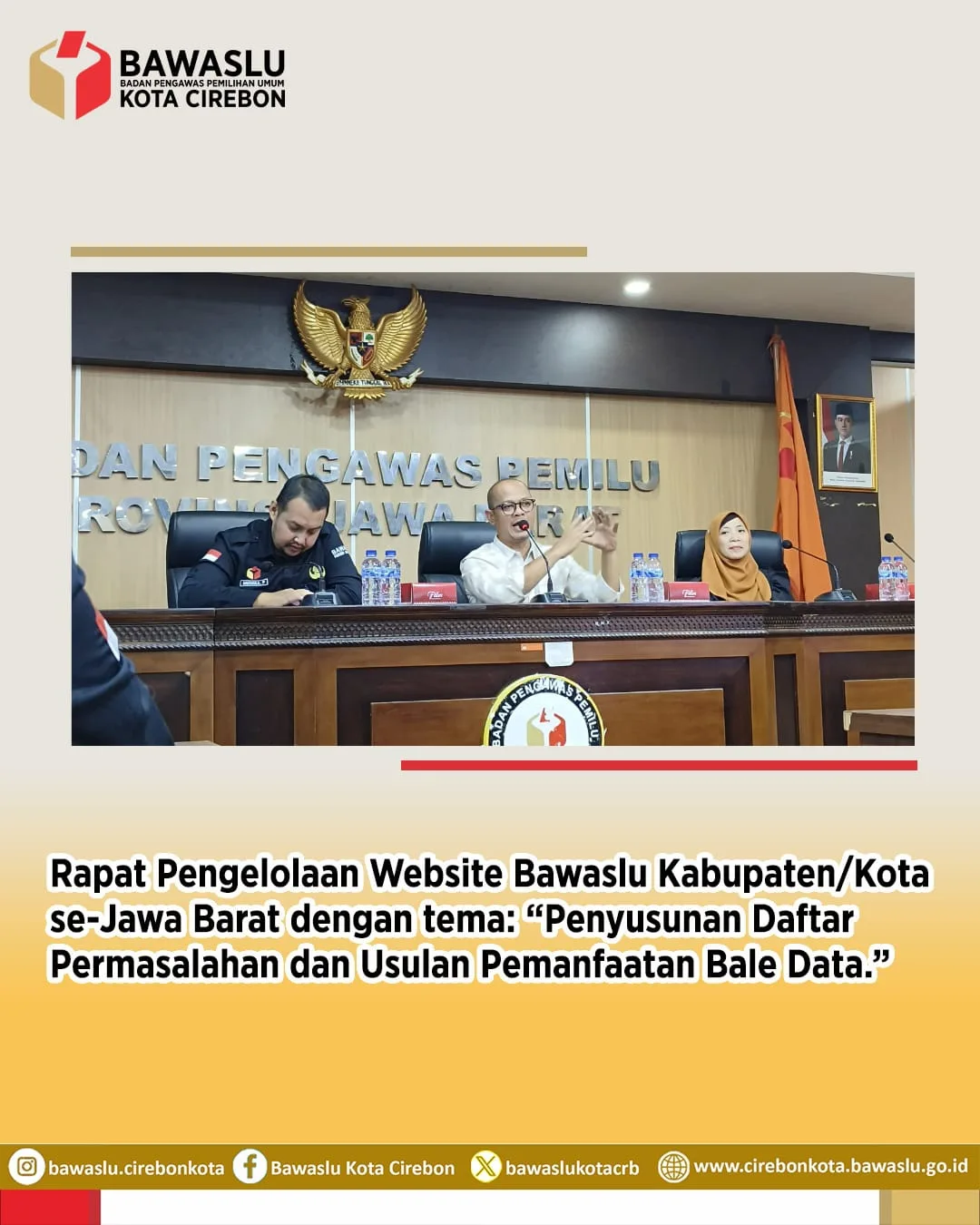 Staf Bawaslu Kota Cirebon Ikuti Rapat Pengelolaan Website Bale Data Jawa Barat