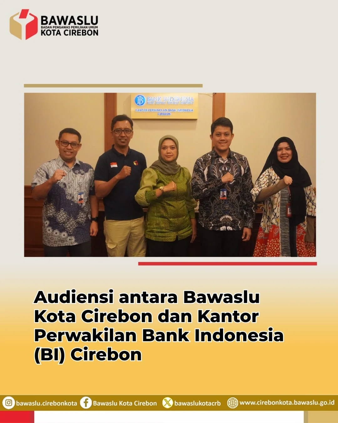 Bawaslu Kota Cirebon Jajaki Kolaborasi dengan Bank Indonesia untuk Perkuat Edukasi Kepemiluan