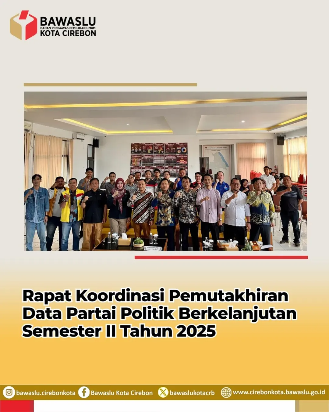  Bawaslu Kota Cirebon Hadiri Rapat Koordinasi Pemutakhiran Data Parpol Berkelanjutan