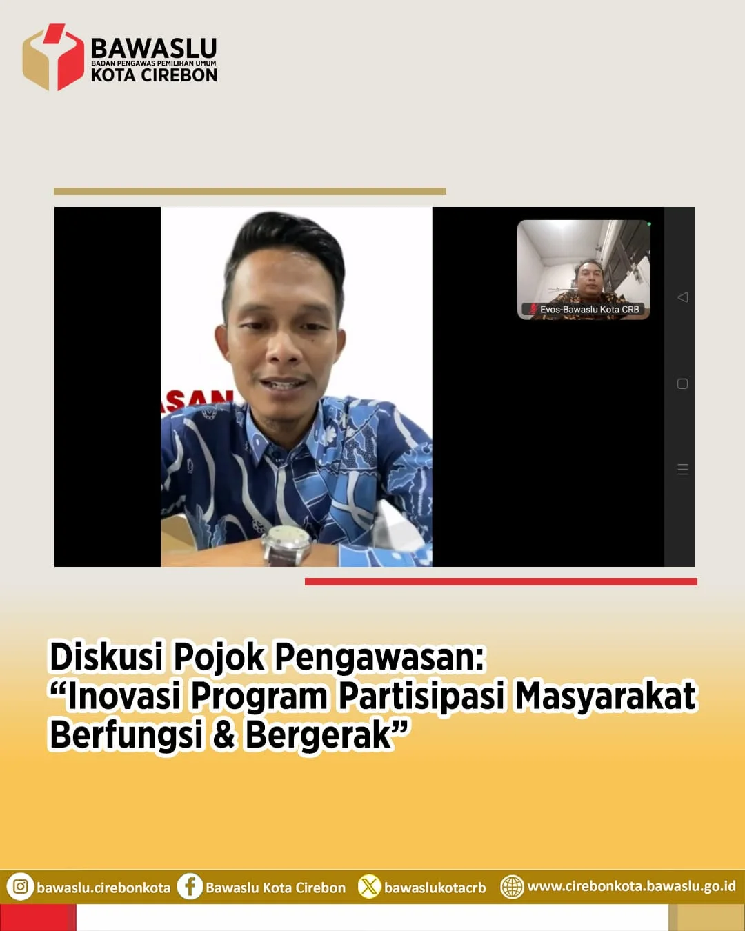 Anggota Bawaslu Kota Cirebon Jadi Pembicara Diskusi Pojok Pengawasan, Dorong Partisipasi Masyarakat