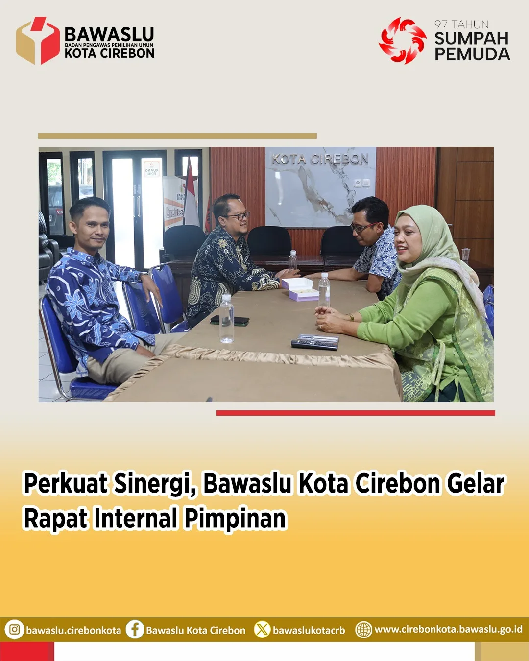 Bawaslu Kota Cirebon Gelar Rapat Internal Pimpinan, Susun Strategi Kerja Masa Nontahapan