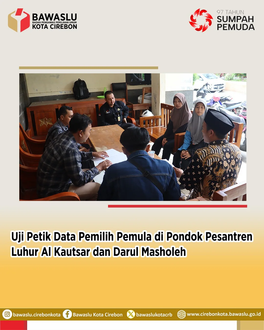 Bawaslu Kota Cirebon Lakukan Uji Petik Data Pemilih Pemula di Pesantren, Pastikan Akurasi Data Pemilu