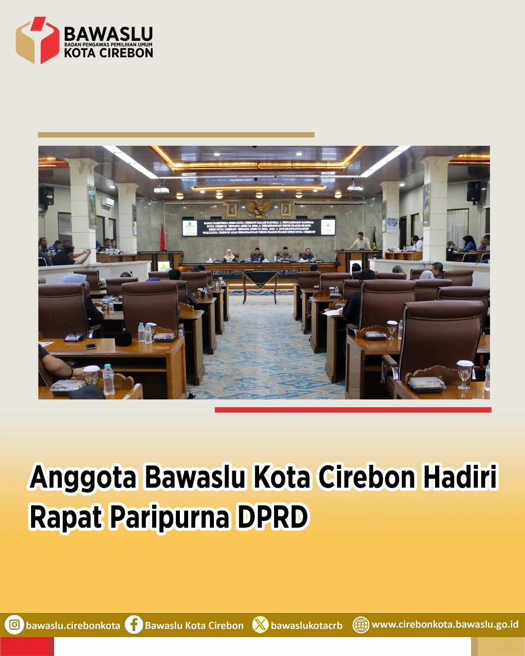 Anggota Bawaslu Kota Cirebon Hadiri Rapat Paripurna, Pantau Pembahasan APBD 2026