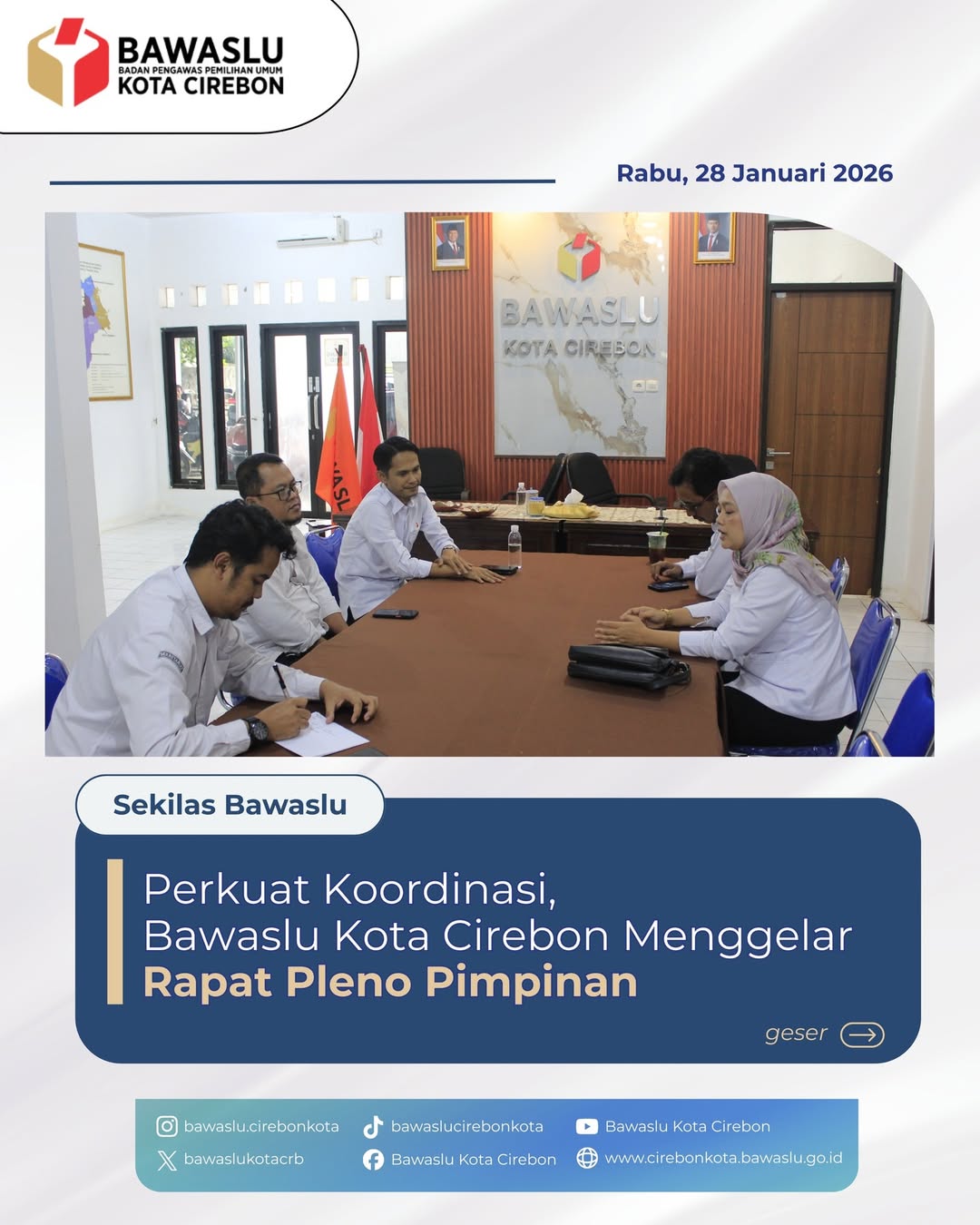 Perkuat Koordinasi, Bawaslu Kota Cirebon Menggelar Rapat Pleno Pimpinan