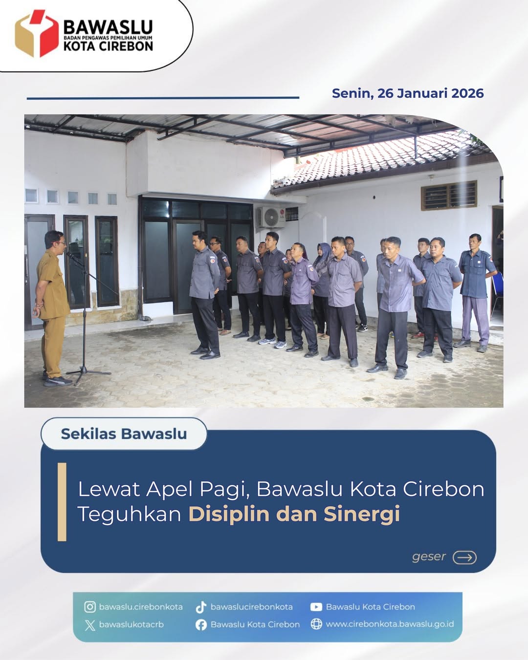 Lewat Apel Pagi, Bawaslu Kota Cirebon Teguhkan Disiplin dan Sinergi