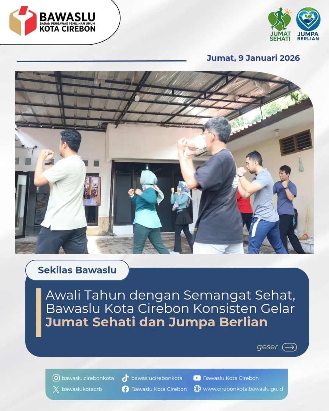 Awali Tahun dengan Semangat Sehat, Bawaslu Kota Cirebon Konsisten Gelar Jumat Sehati dan Jumpa Berlian