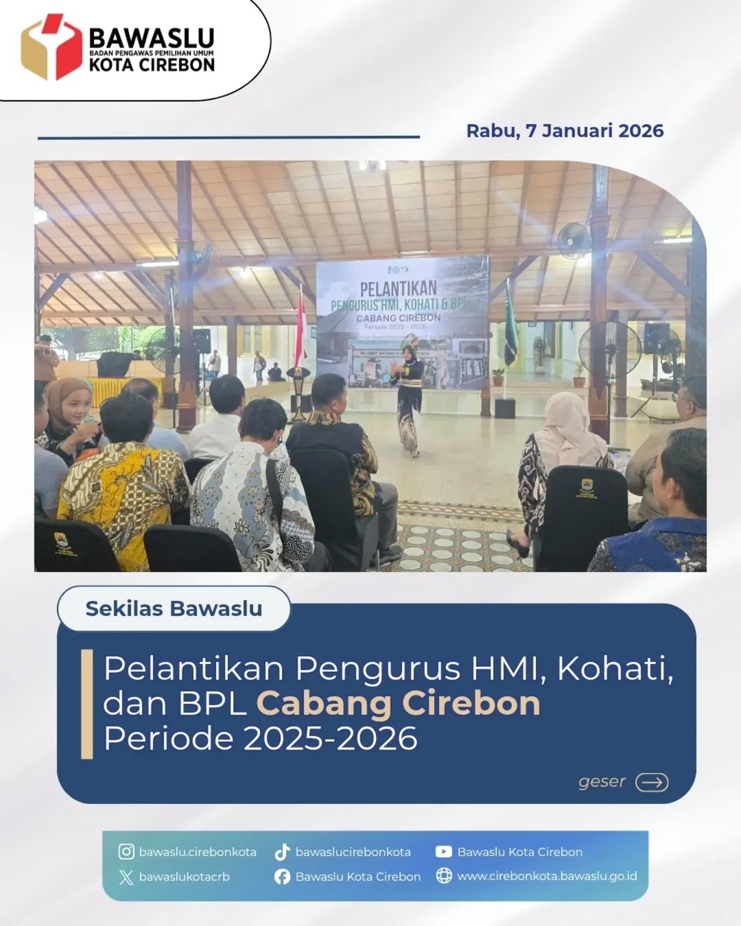 Pelantikan Pengurus HMI, Kohati, dan BPL Cabang Cirebon Periode 2025-2026