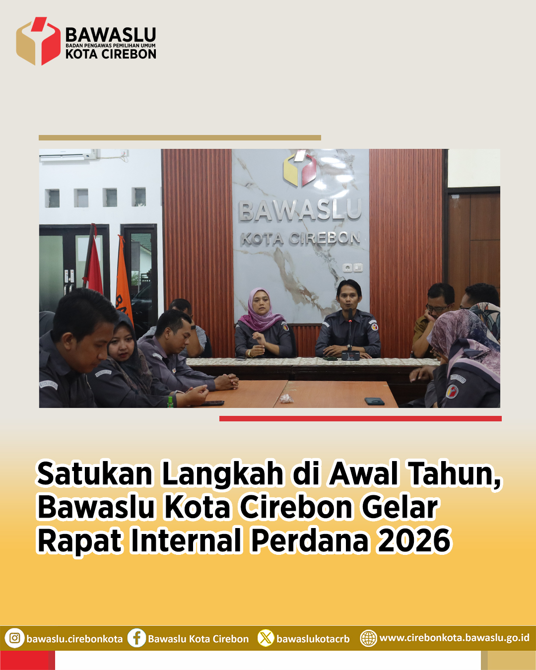 Satukan Langkah di Awal Tahun, Bawaslu Kota Cirebon Gelar Rapat Internal Perdana 2026