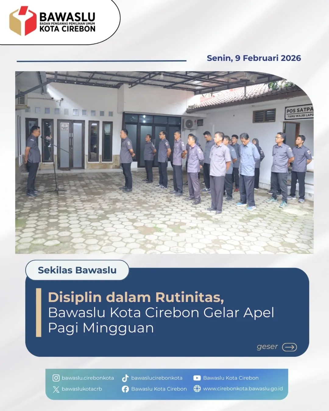 Bawaslu Kota Cirebon Gelar Apel Pagi, Tekankan Disiplin dan Soliditas di Masa Nontahapan