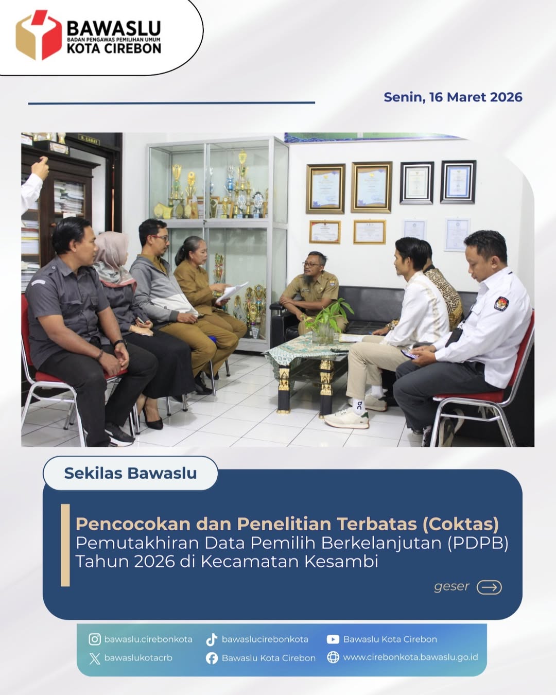 Bawaslu Kota Cirebon Awasi Coktas di Kesambi, Temukan Data Pemilih Tidak Memenuhi Syarat