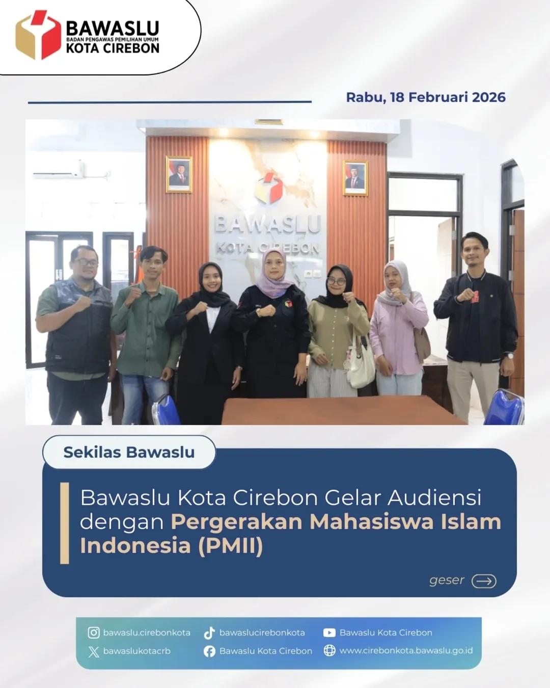 Bawaslu Kota Cirebon Gelar Audiensi dengan Pergerakan Mahasiswa Islam Indonesia (PMII)