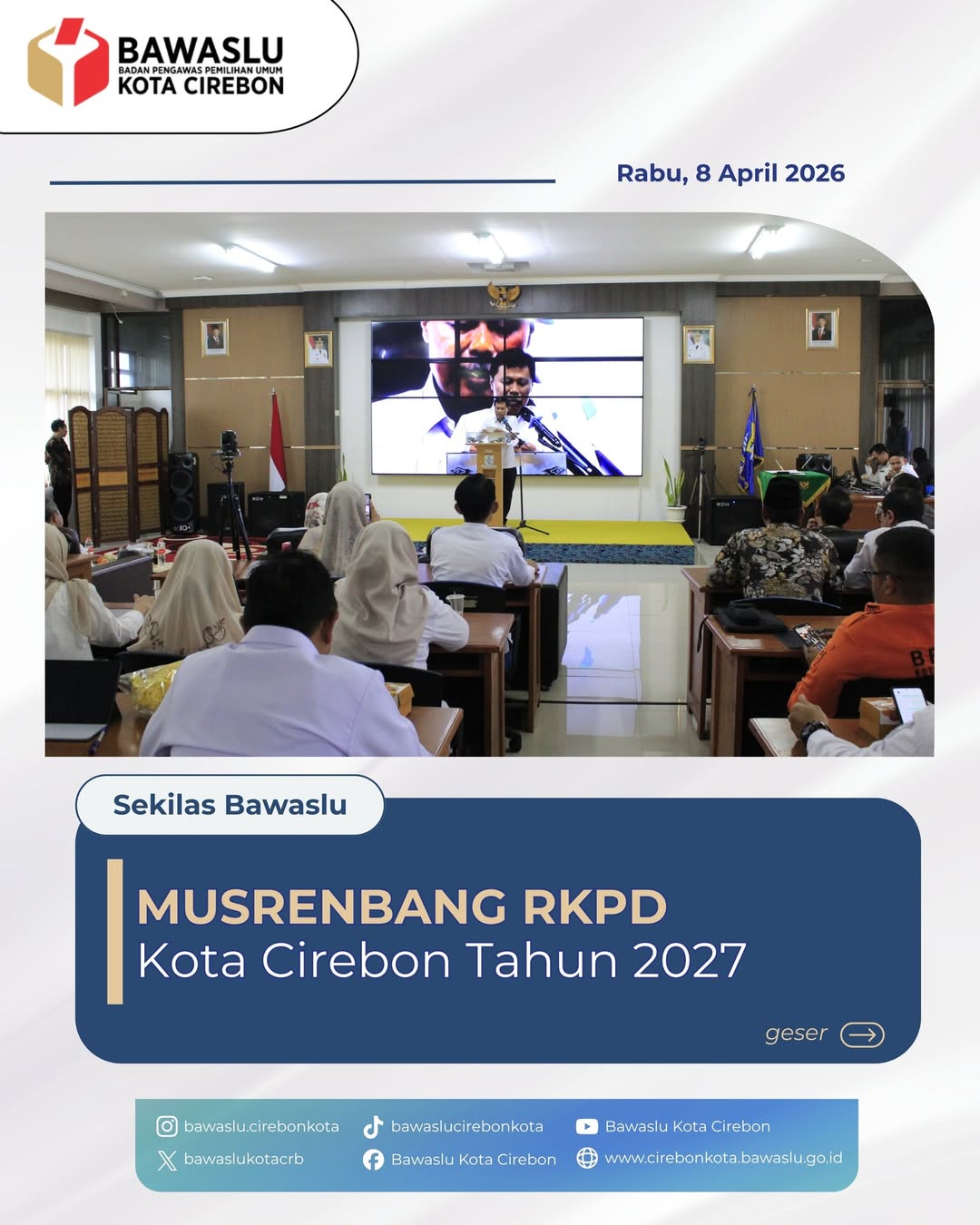 Bawaslu Kota Cirebon Hadir di Musrenbang, Kawal Arah Pembangunan Partisipatif 2027