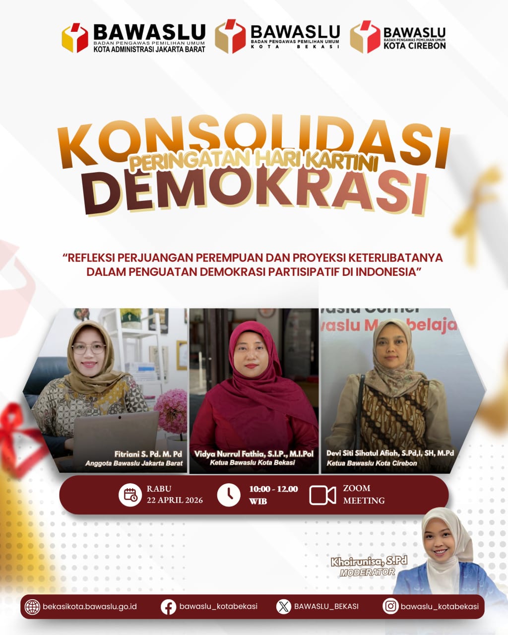 Peringati Hari Kartini, Ketua Bawaslu Kota Cirebon Tekankan Penguatan Kapasitas Perempuan dalam Demokrasi