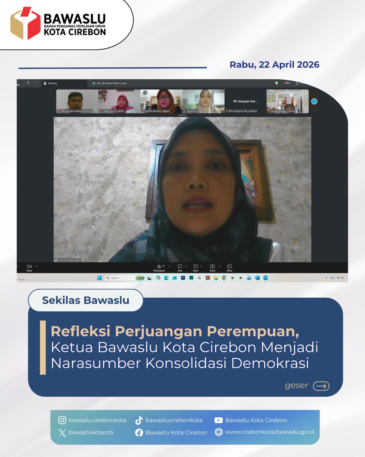 Bawaslu Kota Cirebon Perkuat Demokrasi Partisipatif Lewat Diskusi Refleksi Perjuangan Kartini