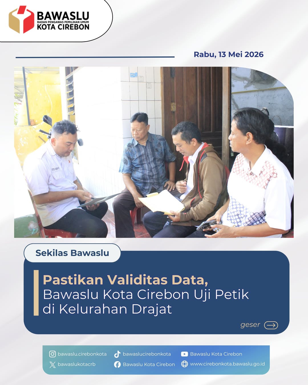 Bawaslu Kota Cirebon Lakukan Uji Petik Data Pemilih di Kelurahan Drajat
