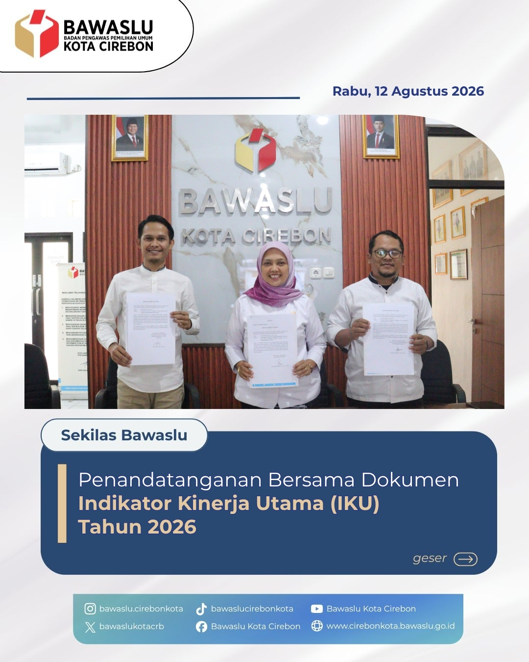 Penandatanganan Bersama Dokumen Indikator Kinerja Utama Bawaslu Kota Cirebon 2026