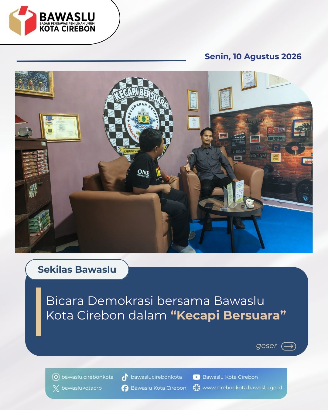 Bawaslu Kota Cirebon Dorong Pengawasan Partisipatif lewat Podcast "Kecapi Bersuara"