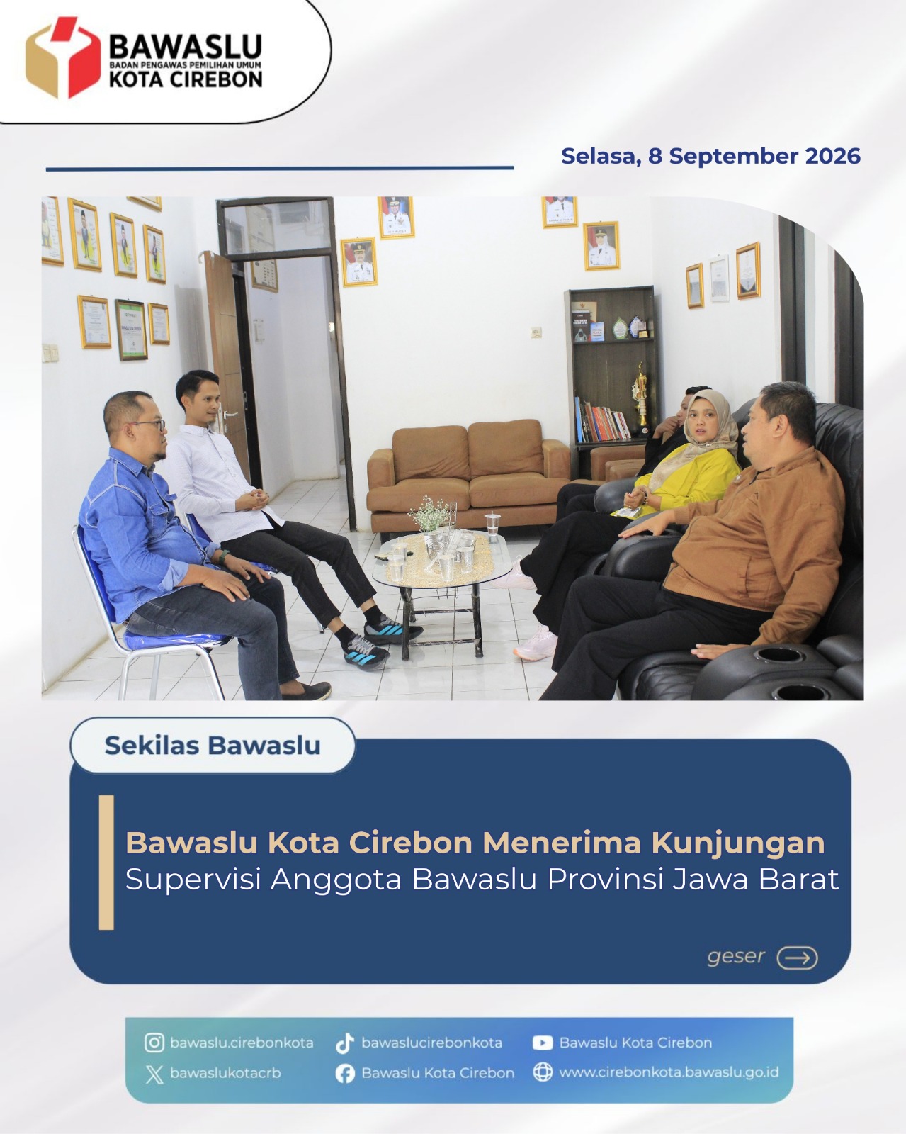 Bawaslu Kota Cirebon Terima Kunjungan Supervisi dari Bawaslu Provinsi Jawa Barat
