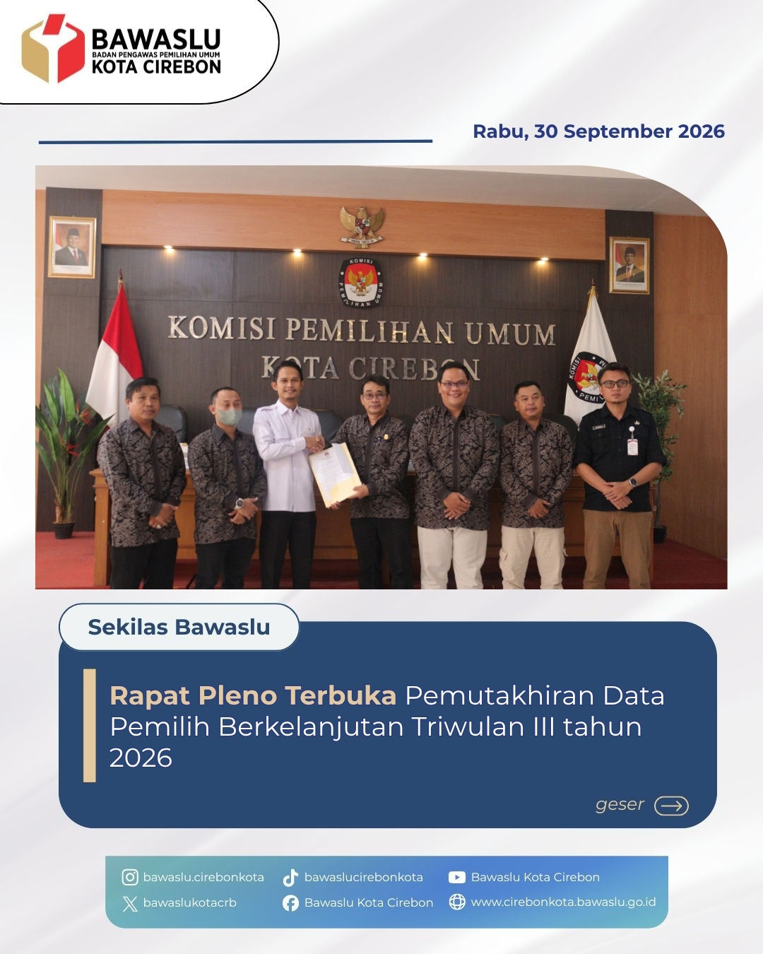 Kawal Hak Pilih Warga Cirebon, Bawaslu Awasi Penetapan 263 Ribu Pemilih di Pleno PDPB