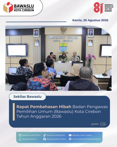 Bawaslu Kota Cirebon Perkuat Sinergi Pengelolaan Hibah TA 2026 Bersama Bakesbangpol dan Inspektorat
