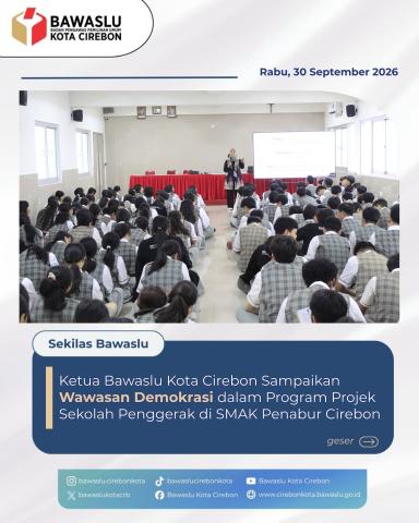 Ketua Bawaslu Kota Cirebon Jadi Pembicara "Suara Demokrasi" di SMAK Penabur