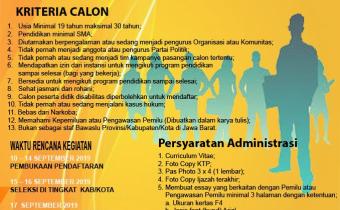 BAWASLU KOTA CIREBON MEMBUKA PENDAFTARAN SEKOLAH KADER PENGAWASAN PARTISIPATIF