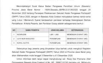 PENGUMUMAN KELULUSAN SKPP TAHUN 2020 DI PROVINSI JAWA BARAT