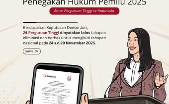 24 Perguruan Tinggi Lolos Tahapan Eliminasi Kompetisi Debat Penegakan Hukum Pemilu (PHP) V